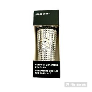Starbucks keychain 2023 ornament silver grid NEW